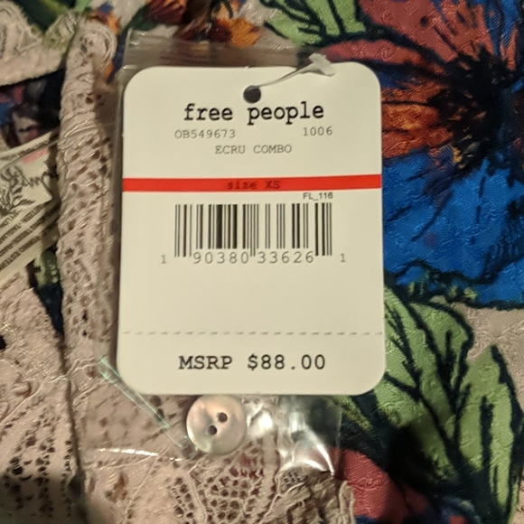 • Free People Marsha Printed Lace-Neck Dress• - Picture 6 of 6